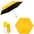 Folding Umbrella with Cute Capsule Case - Yellow. 