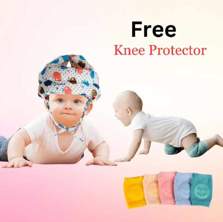 Baby Safety Helmet + 1pair babu knee protector ,Baby Safety Helmet Infant Toddler Breathable & Adjustable Head Cushion