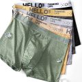 HELLO Ice Silk Mesh Men's Underwear Full Mesh Elastic Breathable Comfortable Boxers Young Students Boys Underwear.