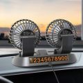 Car threehead fan for cars with adjustable rotating wind power with parking sign multifunctional mini small fan for home use.