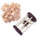2pcs Wood Puzzle Brain Teaser Toy Games :1pcs Interlocking Puzzle & 1pcs Tetrakaidecahedron Lock Logic Puzzle Tik Tok. 