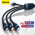 Baseus 3 in 1 USB Type C Cable 100W Fast Charging Data Cable for iPhone 13 Pro Phone Charger for Xiaomi Samsung Micro USB Cable. 