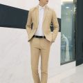 2Pcs Office Business Men Solid Color Lapel Long Sleeve Slim Blazer Pants Suit мужские пиджаки.