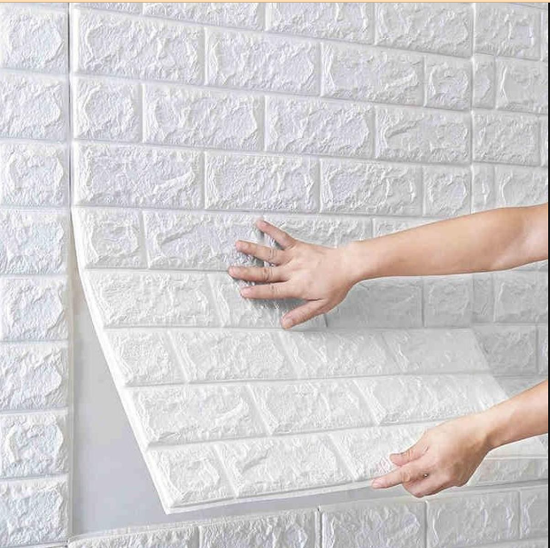 5 PCS দৈর্ঘ্য =২'.৫" ফিট /প্রস্থ =২'.৩" 3D Stickers White Self Adhesive Foam Wall Sticker, For Ideal To Decorate Bedrooms,