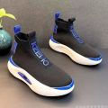 Sock Shoes Men's High-Top Shoes 2023 Autumn New Korean Style Trendy Sneakers High-Top Socks Slip-on Trendy Shoes. 