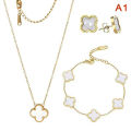 1Set Light Luxury Four Leaf Clover Pendant Jewelry Set Fashion Trendy Necklace Bracelet Earring For Women Simple Jewelry CHAINI. 