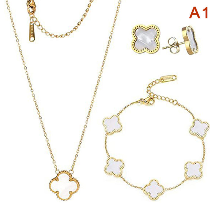 1Set%20Light%20Luxury%20Four%20Leaf%20Clover%20Pendant%20Jewelry%20Set%20Fashion%20Trendy%20Necklace%20Bracelet%20Earring%20For%20Women%20Simple%20Jewelry%20CHAINI%20-%20Image%204