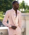Pink Shawl Lapel Pageant Luxury Wedding Men Suits Tuxedo Costume Homme Terno Masculino Slim Fit Blazer 2 Pieces (Jacket+Pants).