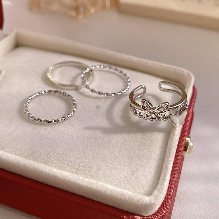 4%20Pcs%20Cute%20%20Korean%20Cute%20Butterfly%20Rings%20Set%20-%20Image%203