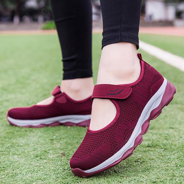Zulijian Shoes for the Old Women's Summer Breathable Mom Shoes Middle-Aged and Elderly Mesh Shoes Non-Slip Soft Bottom Comfortable Walking Shoes Women