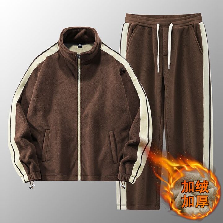 Striped%20Fleece%20Men's%20Sportswear%20Zipper%20Jacket%20+%20Sweatpants%20Tracksuit%20Winter%20Fashion%20Loose%20Unisex%20Jogging%20Suit%20Running%20Men%20Set%20-%20Image%202