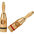 BRADOO-Banana Plugs Open Screw 24K Gold Plated Plugs Audio Jack Connector for Speaker Stereo Cable, 24-Pack (12 Red, 12 Black).