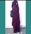 Purple Khimar hijab adjusted niqab with borkha full set. 