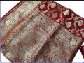 Indian benaroshi katan saree with blouse pics/Wedding katan saree /Red colour katan saree. 