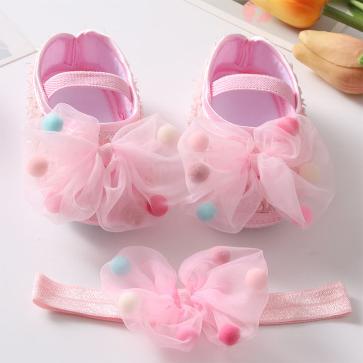 2pcs%20Baby%20Shoes%20+Baby%20Hairband%20Set%20Sequin%20Pentagram%20Flower%20Bow%20knot%20Baby%20Girls%20Flat%20Lace%20Princess%20Headdress%20Lace%20Soft%20Shoes%20Newborn%20Toddler%20Leaning%20Shoes%20-%20Image%209