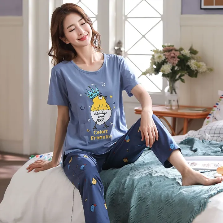 Spring%20Women%20Pajamas%20Short%20Sleeve%20Pijama%20Female%20Pajama%20Set%205XL%20Pyjamas%20Cotton%20Pajamas%20For%20Women%20Sleepwear%20Homewear%20Sleep%20Lounge%20-%20Image%203