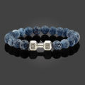 Black Weathered Wristband Adjustable Barcelets For Women Men Beads Bracelet Dumbbell Mens Fashion Yoga Jewelry Original Bangles.