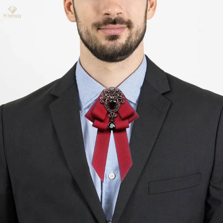 Pre%20Tied%20Bow%20Tie%20Brooch%20Pin%20Retro%20Style,%20with%20Long%20Ribbon%20,%20Adjustable%20,Rhinestone%20Clothing%20Accessories%20Necktie%20for%20Wedding%20Teens%20-%20Image%204