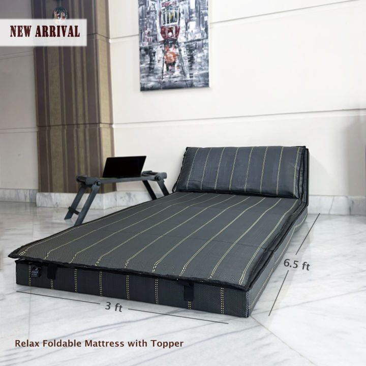 RELAX FLOOR MATTRESS -ELEGANT BLACK PREMIUM SLEEPING MAT WITH PADDED TOPPER