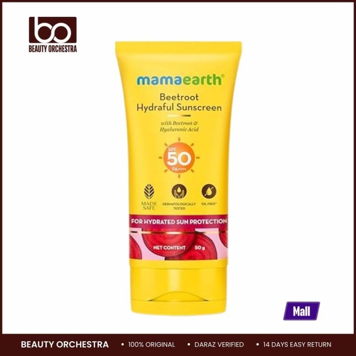 Mamaearth Beetroot Hydraful Sunscreen With Hyaluronic Acid - 50 g |SPF 50 & PA++++ | UVA & B Protection | Hydrates Skin | For Oily Combination & Dry Skin