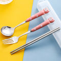 Toddler Cutlery Anti-oxidation No Groove Design Toddler Cutlery with Fork Spoon Chopsticks. 