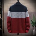 【Alien Alien】 Autumn and Winter Korean Style Men Patchwork Cardigan Sweaters Men's Casual O-neck Sweater Coat Zipper Knitted Jacket Male 8803.
