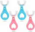 1 Pack Kids U Shaped Toothbrush with Soft Silicone Brush Head,Whitening Massage Toothbrush U-Type Toothbrush 360° Oral Teeth Cleaning Design for Toddlers and Children Ages 2-8 Year Old(Blue+Pink). 