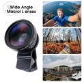 Vocoal Phone Camera Lens Smartphone Mobile Phone Lenses Cell Phone Lens Wide Angle Micro Camera 2 IN 1 Clip Lens Professional Universal Clip Phone Lens for iPhone Huawei Xiaomi Samsung Other Smartphones. 