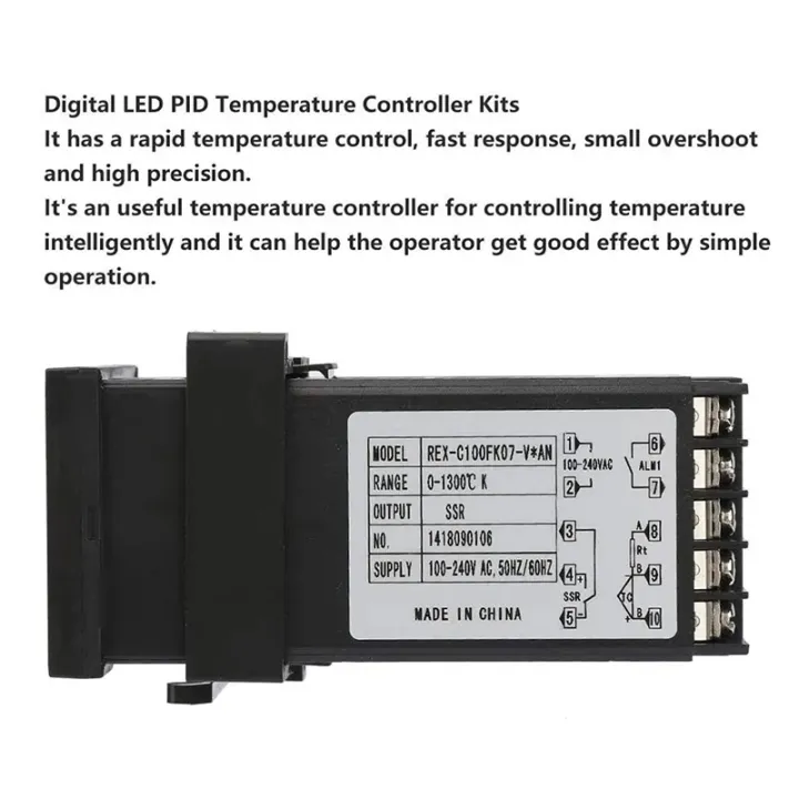Digital PID Temperature Controller Dual LED Display with K Type ...