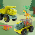 【Yurui】HelloKimi Oversized Dinosaur Big Dinosaur Cage Truck Tyrannosaurus Transporter Engineering Vehicle Car Excavator Bulldozer Lorry Vehicle for. 