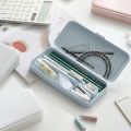 Square Multifunctional Solid Color Multi-grid Stationery Pencil Case Student Large-Capacity Pencil Storage Box.