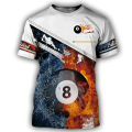 Summer Men's T-shirt Billiards No.8 Black Ball 3d Print High-quality Men's Top Holiday Casual Clothing Daily Street. 