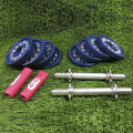 Upgrade Your Fitness Routine With Atwo 10-Inch Stick And Eight-Piece Dumbbell Set - 10Kg Blue And Silver Combo.