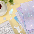 2 Sheet Self Adhesive Waterproof Film Gem Sticker Paper Laser Diamond Printing Paper DIY sticker label paper Holographic Sticker Amour zii.