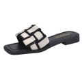 French high-end flat slippers women's summer wear 2024 new thick-soled soft-soled versatile beach sandals for women.
