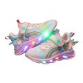 Girls' with lights 2024 Spring and Autumn New mesh breathable children's sports versatile girl princess shoes.