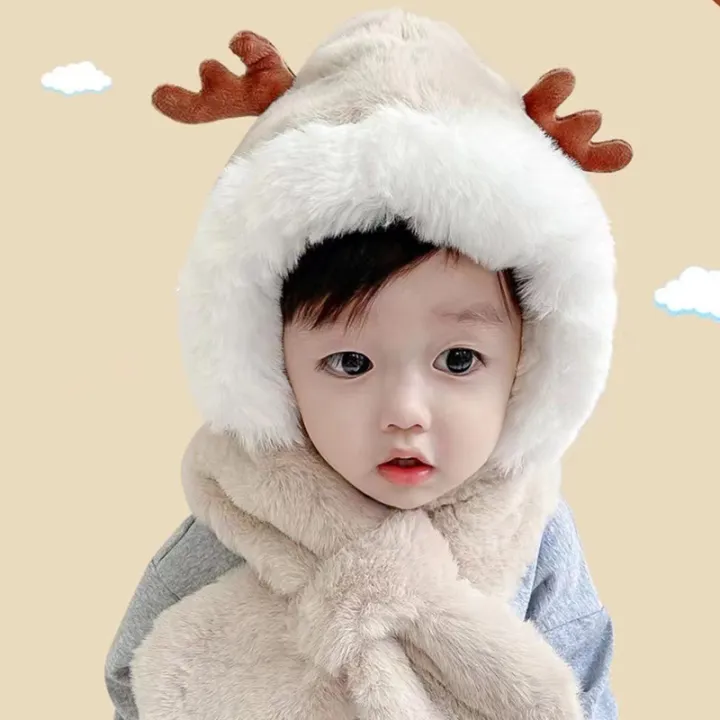 Cute%20Antler%20Baby%20Hat%20Winter%20Plush%20Warm%20Baby%20Scarf%20Hat%20Scarf%20Integrated%20Warm%20and%20Windproof%201-6%20Years%20-%20Image%207