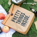 Non Toxic Washable Reusable Durable Picnic Cooler Box Brown Paper Camping Lunch Bag Outdoor Activities Practical Food Storage.