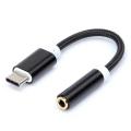 USB-C Type C Male to Audio Mini-Jack 3.5mm Female Earphone Adapter Converter-black. 