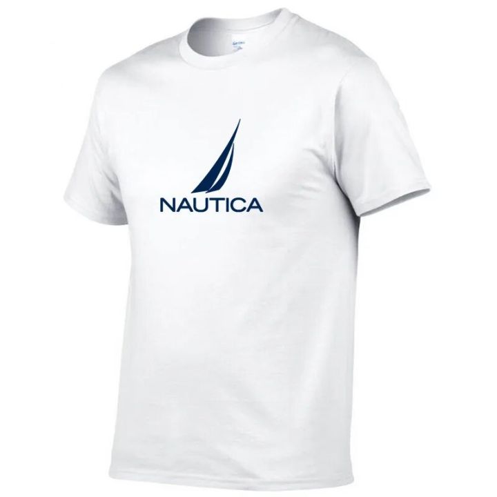 Summer New NAUTICA Fashion Print Men's Casual Sports Street Short-Sleeved Round Neck Oversized Men's T-Shirt 2023 Brand