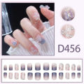 Elegant Press-On Artificial Nails Set with Glitter and Gradient Design - 24 Pcs in Premium Box. 