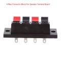 4-WAY Speaker Terminal Block 4 Way Connector Vertical Amplifier PCB Mount 4 Positions Cables Jointing Clamp Test Clip Stereo Strip Shape Push Release Plate 2 Black 2 Red.