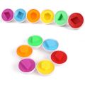 6 Pcs Montesori Infant Educational Toys Toy Recognize Color Shape Matching Egg Fight Inserted Wooden Toys Kids Toys Puzzle. 