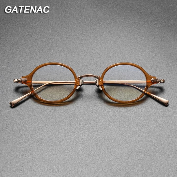 Acetate Titanium Small Eyeglasses Frame Men Vintage Round