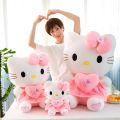 55cm Sanrio Anime Kawaii Hello Kitty Plush Toy Pink Bowknot Dress Peluche Doll Cute Decorate Pillow Children Birthday Xmas Gifts. 