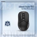 A4tech Fstyler FB12 Dual-Mode Wireless Mouse - Bluetooth & 2.4G Mouse - Connect upto 3 Devices - 1200 DPI - For PC/Laptop/Tablet/Smart TV - Black/White.