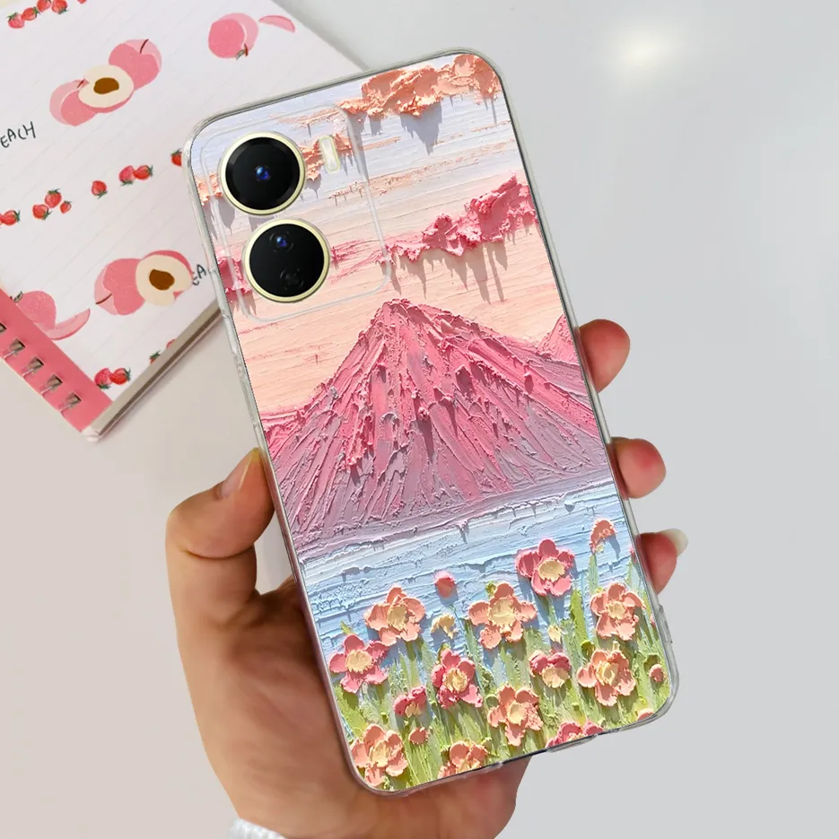 HAOYE Cover per VIVO Y28 4G, Custodia Protettiva Antigraffio Silicone Morbida TPU Ultra Sottile ma Resistente Case con Fodera in Tessuto. Rosa