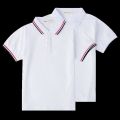 Elementary and junior high school students school uniforms summer clothes white t-shirts boys children's polo shirts short sleeves girls high school students graduation photo class uniforms. 
