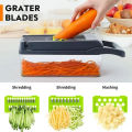 1 Set Vegetable Slicer16pcs Food Slicer Set Food Chopper Vegetable Slicer Stainless Steel Blades And Container. 