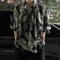Hawaiian Shirt Short Sleeve Soft Summer Tropical Leaves Printed Hawaiian Shirt Quick Drying Men Shirt Daily Clothing.